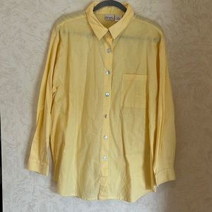 Spiegel Linen & Cotton Pale Yellow Collar Linen Blend Button Down Shirt Size XL